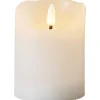 Flamme Rustic Batteridrivet Blockljus 10cm Vit