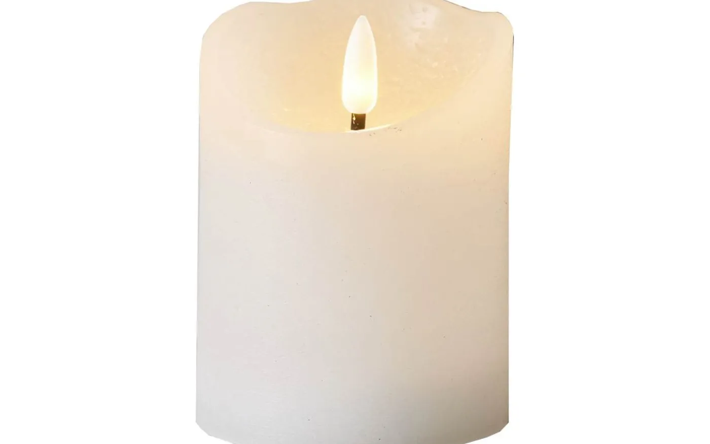 Flamme Rustic Batteridrivet Blockljus 10cm Vit