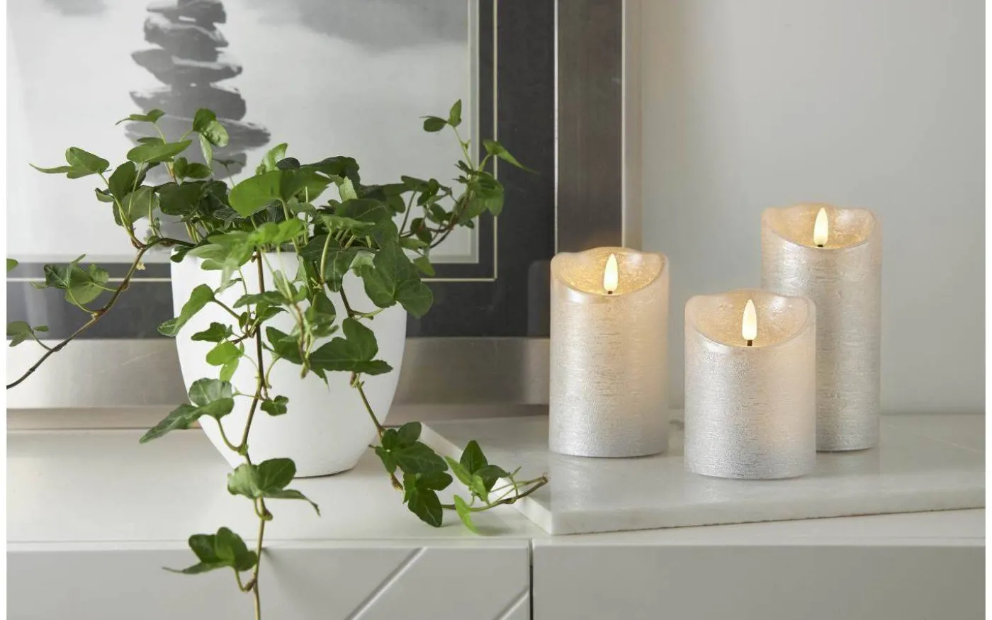 Flamme Rustic Batteridrivet Blockljus 15cm Silver