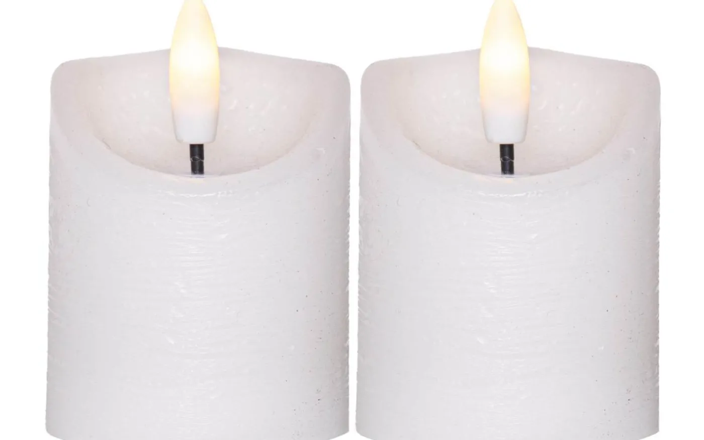 Flamme Rustic Blockljus 7,5cm 2-pack Vit