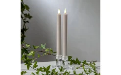 Flamme Stripe Batteridrivna Antikljus 25cm 2-Pack Beige