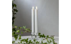 Flamme Stripe Batteridrivna Antikljus 25cm 2-Pack Vit