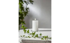 Flamme Stripe Batteridrivet Blockljus 15cm Vit