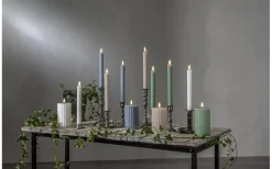 Flamme Stripe Batteridrivet Blockljus 15cm Vit