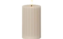 Flamme Stripe Batteridrivet Blockljus 15cm Beige