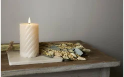 Flamme Swirl Batteridrivet Blockljus 15cm Beige