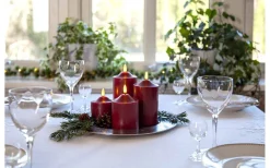 Flamme Topp Batteridrivet Blockljus 12cm Mörkröd