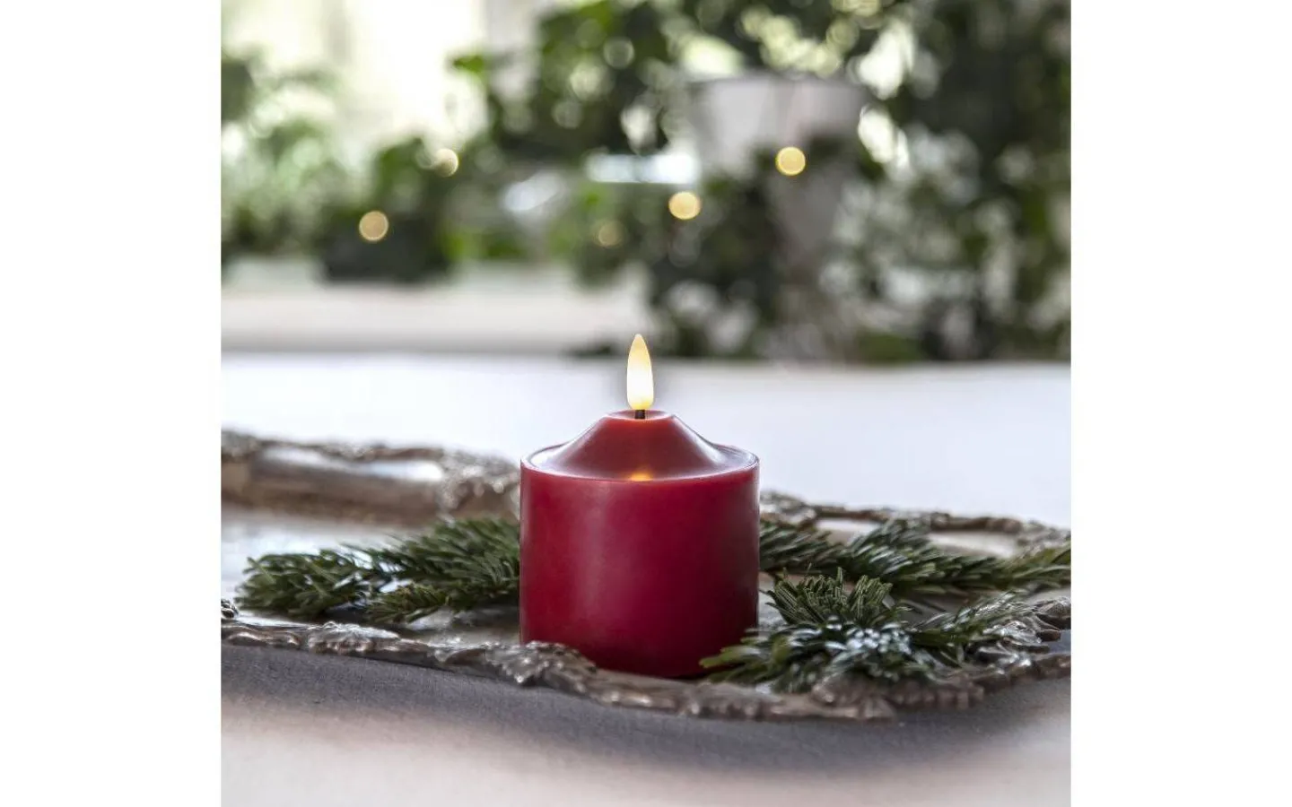 Flamme Batteriljus (Hela Serien)|Flamme Batteriljus (Hela Serien)<Star Trading Flamme Topp Batteridrivet Blockljus 9,5cm Mörkröd