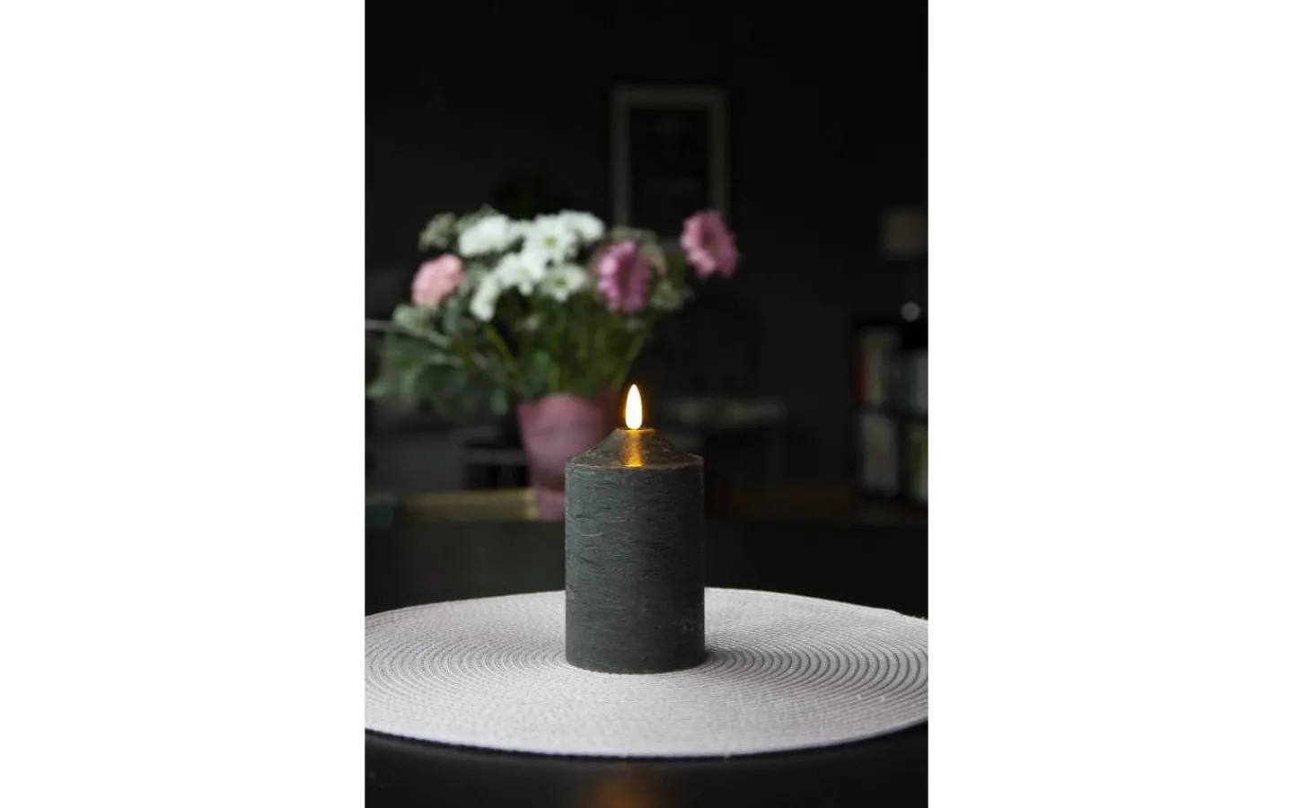 Flamme Batteriljus (Hela Serien)|Flamme Batteriljus (Hela Serien)<Star Trading Flamme Topp Batteridrivet Blockljus 15cm Svart