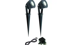 Flora Markspotlight 2-pack Komplett 2x3W Bolthi Connect 12V Antracit IP44