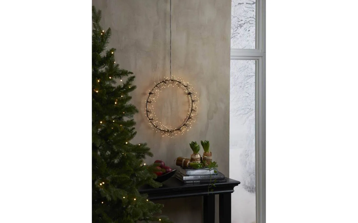 Kransar|Julpynt Inomhus<Star Trading Flower Krans 35cm LED Svart Inomhus