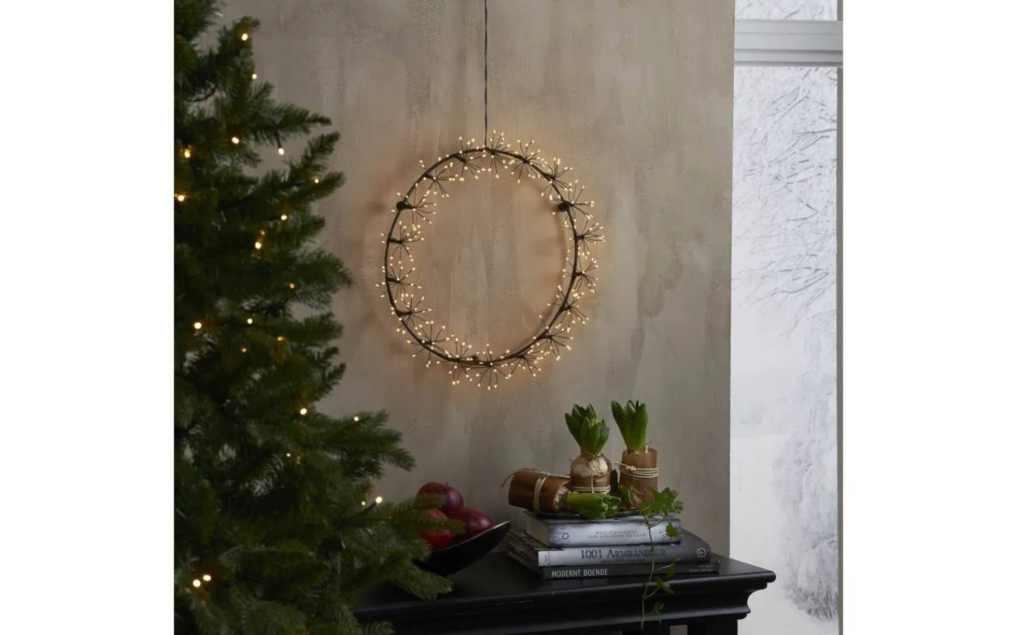 Kransar|Julpynt Inomhus<Star Trading Flower Krans 35cm LED Svart Inomhus