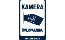 Malmbergs Fönsterdekal -Kameraövervakning-, insida fönster* Fjärrströmbrytare