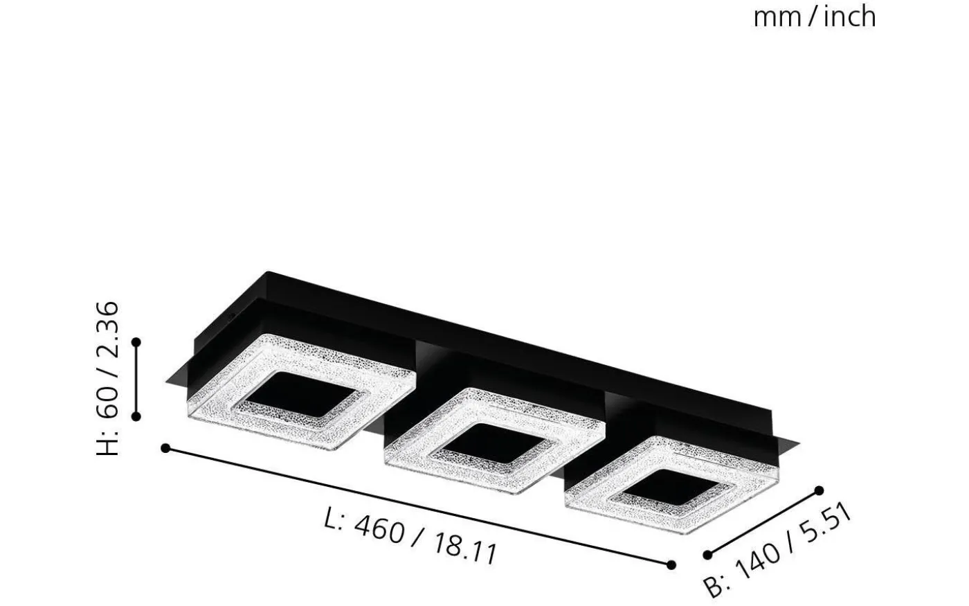 Fradelo Plafond 46cm LED 3000K 12W Svart