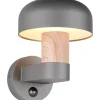 Fraser Vägglampa E27 antracit/trä rörelsesensor IP54