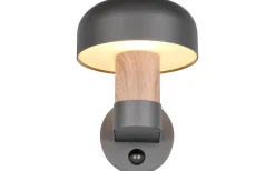 Fraser Vägglampa E27 antracit/trä rörelsesensor IP54