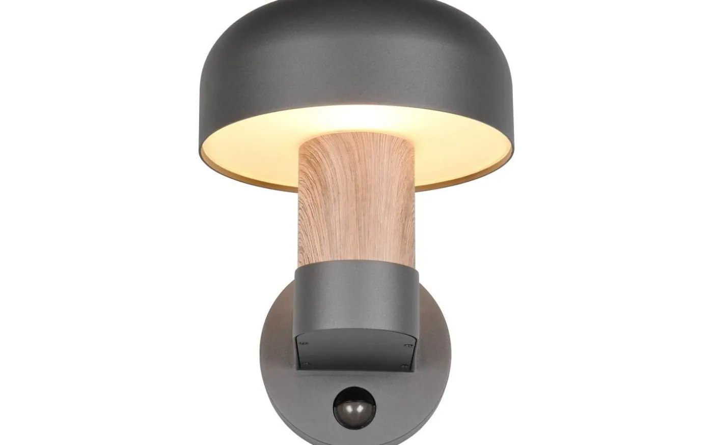 Fraser Vägglampa E27 antracit/trä rörelsesensor IP54