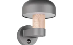 Fraser Vägglampa E27 antracit/trä rörelsesensor IP54