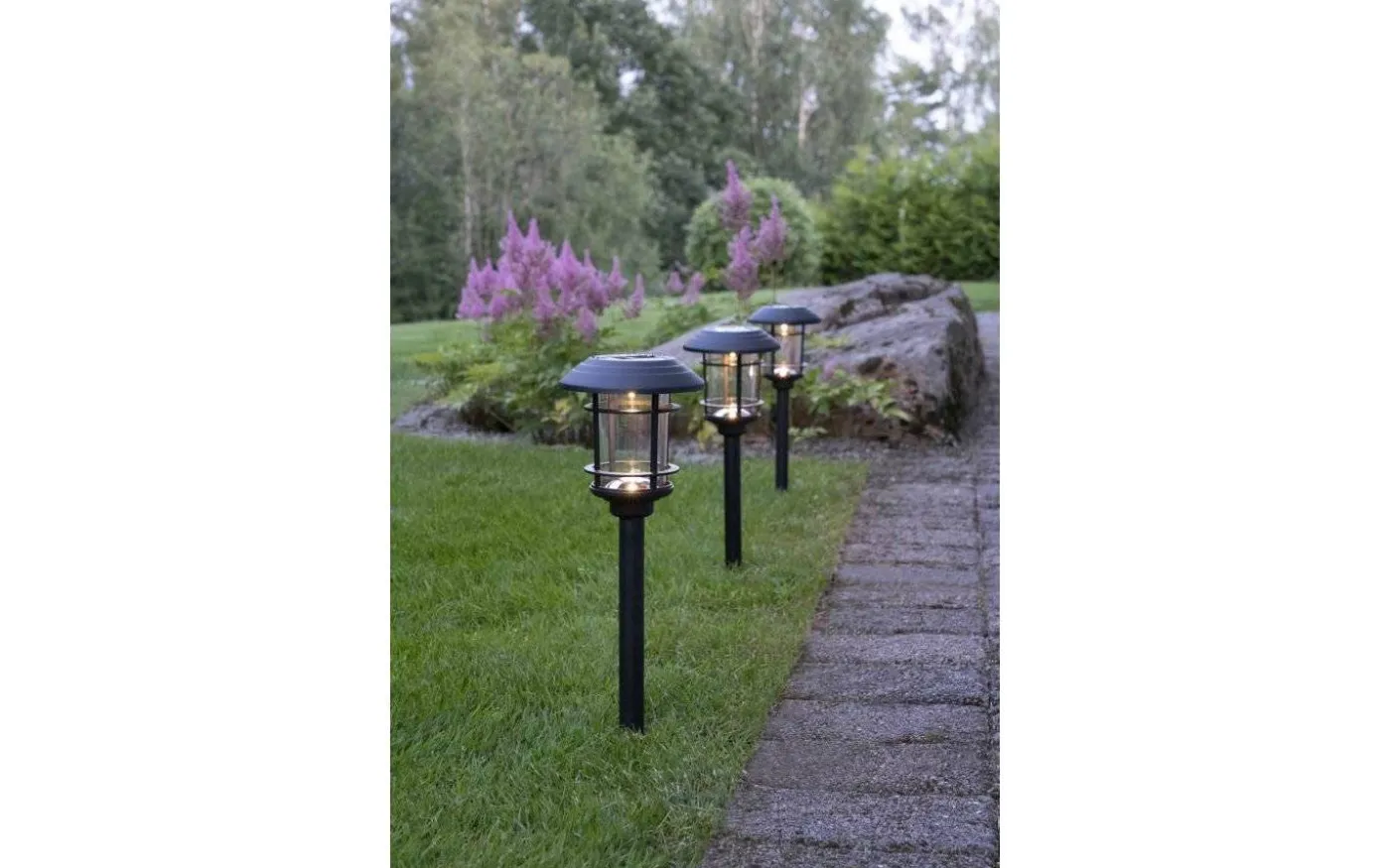 Fride Solcellslampa 3-Pack 34cm Svart