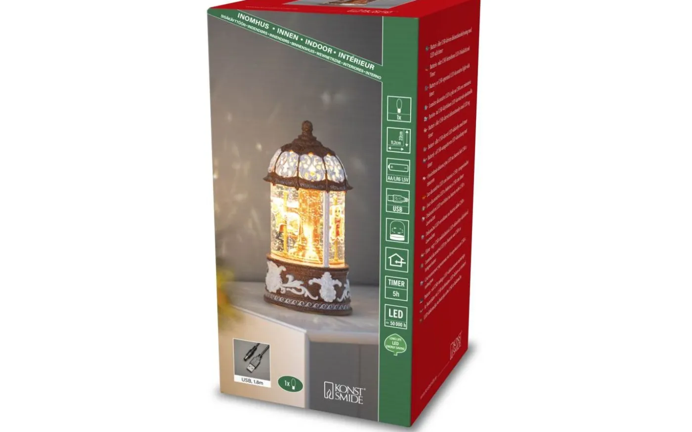 Frostnatt Batteridriven Vattenfylld lykta Karusell