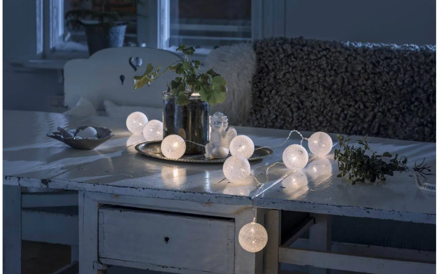 Konstsmide Garn Batteridriven Ljusslinga 1,8m Vit* Batterislingor Inomhus