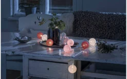 Garn Batteridriven Ljusslinga 1,8m Vit/Röd/Rosa