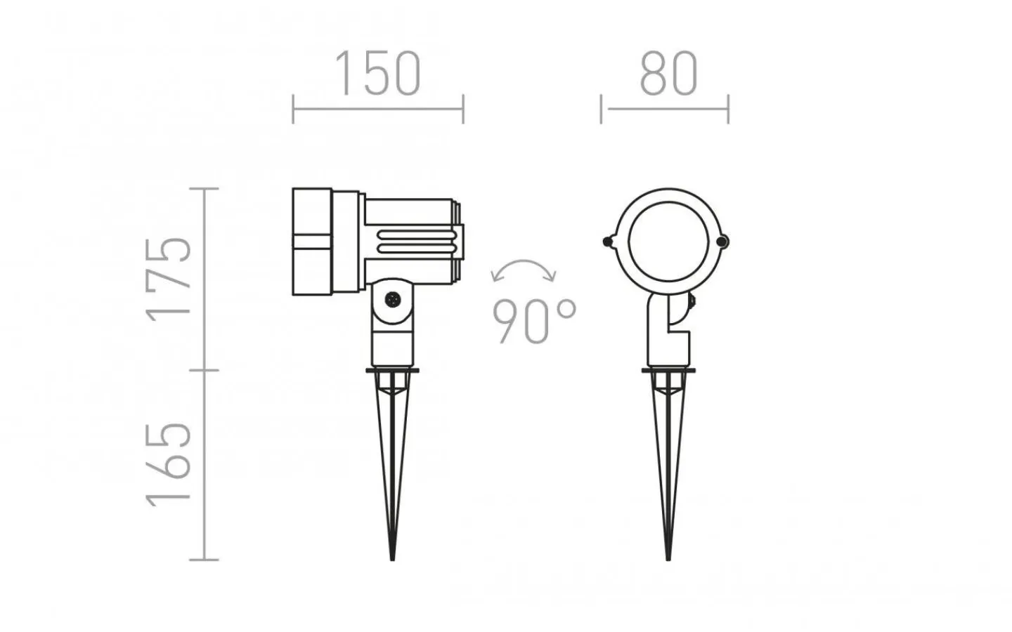 Rendl Gary Markspot på spjut Grå 230V LED 10W IP65 3000K* Markbelysning