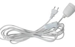 Glaze Textilsladd 5m med Porslinssockel E27 Vit