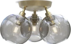 Gloria Plafond 33cm 3L Mässing/Rökfärgat Glas