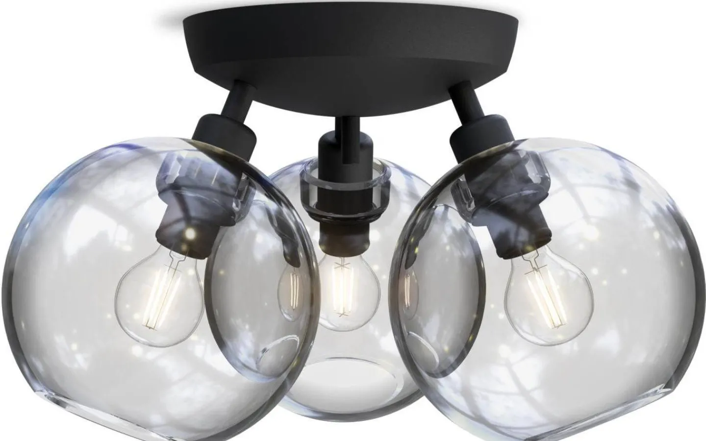 Belid Gloria Plafond 33cm 3L Svartstruktur/Klart Glas* Plafonder