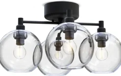 Belid Gloria Plafond 46cm 4L Svartstruktur/Klart Glas* Plafonder