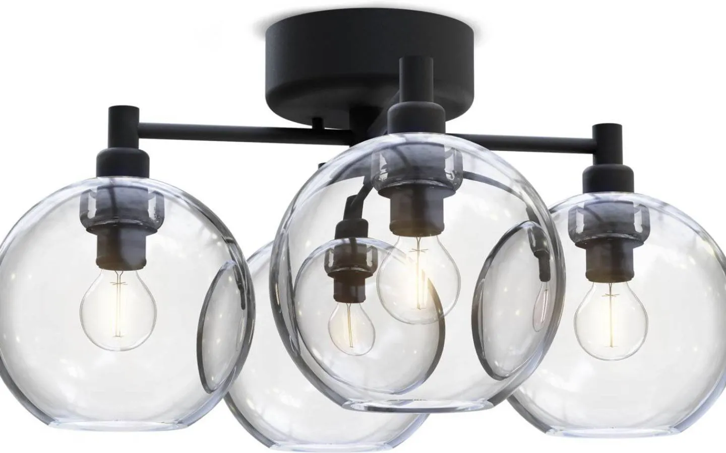 Belid Gloria Plafond 46cm 4L Svartstruktur/Klart Glas* Plafonder