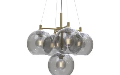 Belid Gloria Taklampa 68cm 5L Mässing/Rökfärgat Glas* Stora Taklampor Ø50-69 Cm