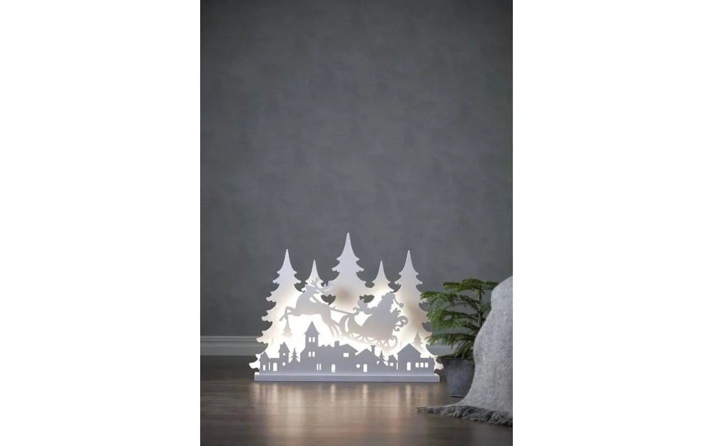 Grandy Juldekoration Tomte Med Släde Vit