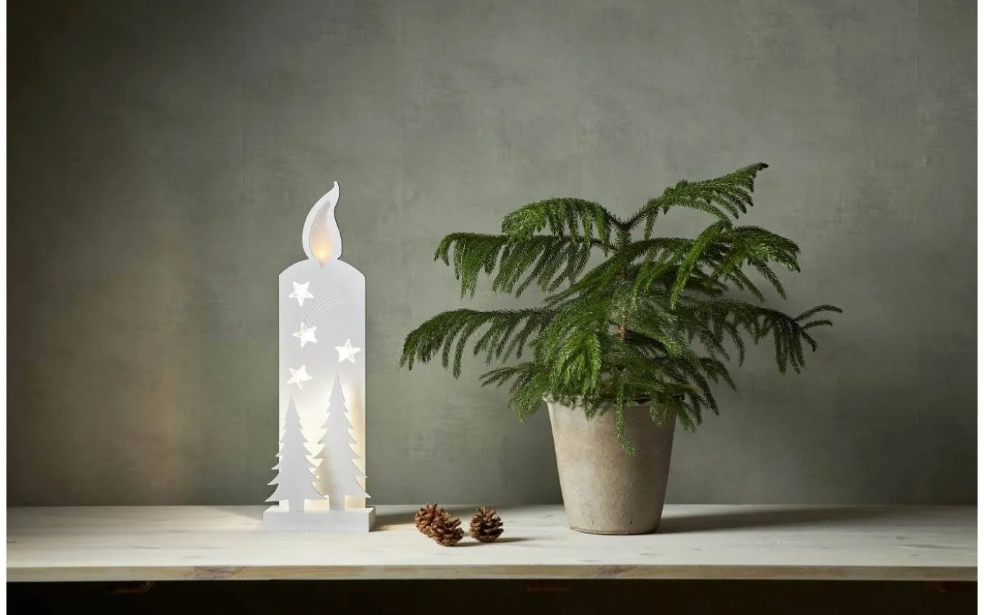 Grandy Siluett Blockljus med Timer 50cm Vit