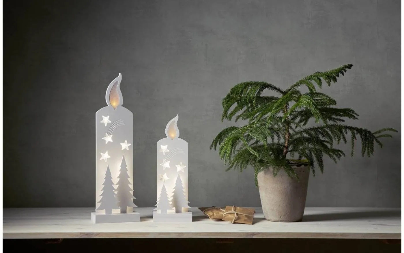 Grandy Siluett Blockljus med Timer 50cm Vit