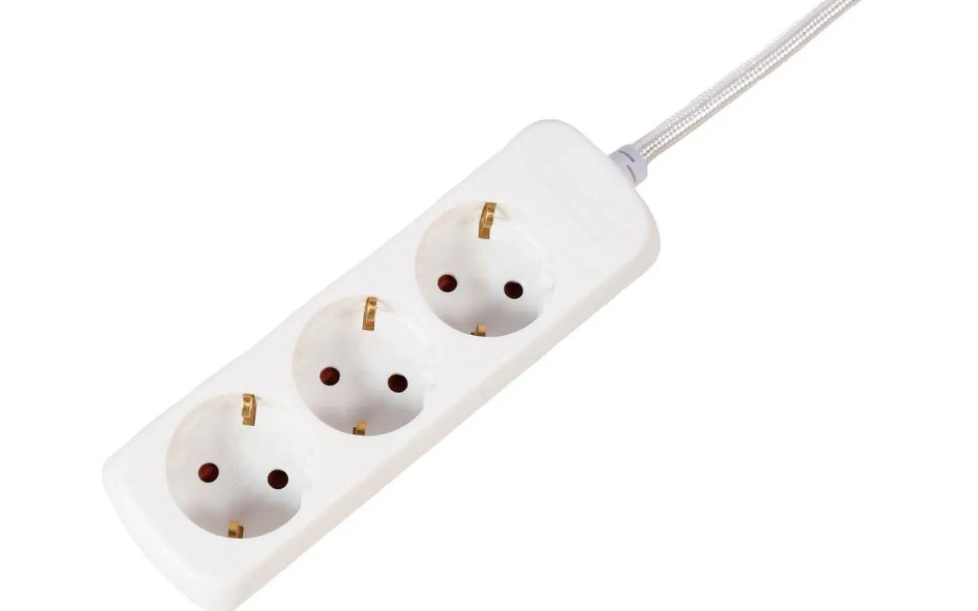 Grenuttag 3:a Vit med 2m Vit Textilsladd