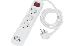 PR Home Grenuttag 3:a Vit Med USB 1.4m Vit Textilsladd* Grendosor & Förlängningskablar