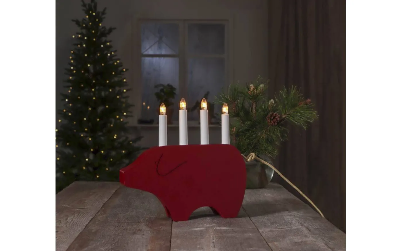 Gry Adventsljusstake 28cm Röd