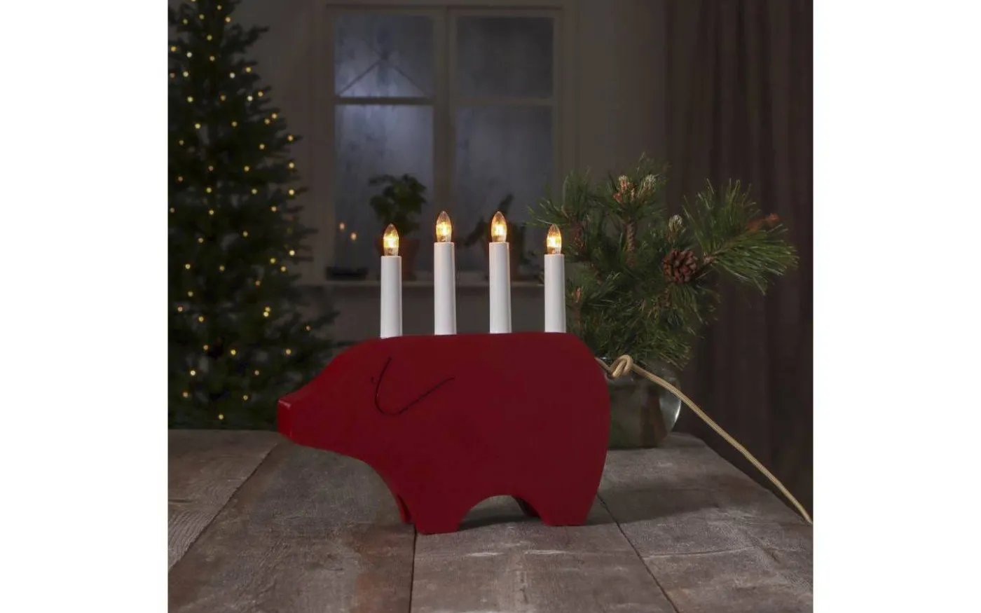 Gry Adventsljusstake 28cm Röd