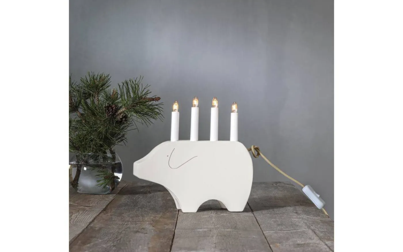 Gry Adventsljusstake 28cm Vit