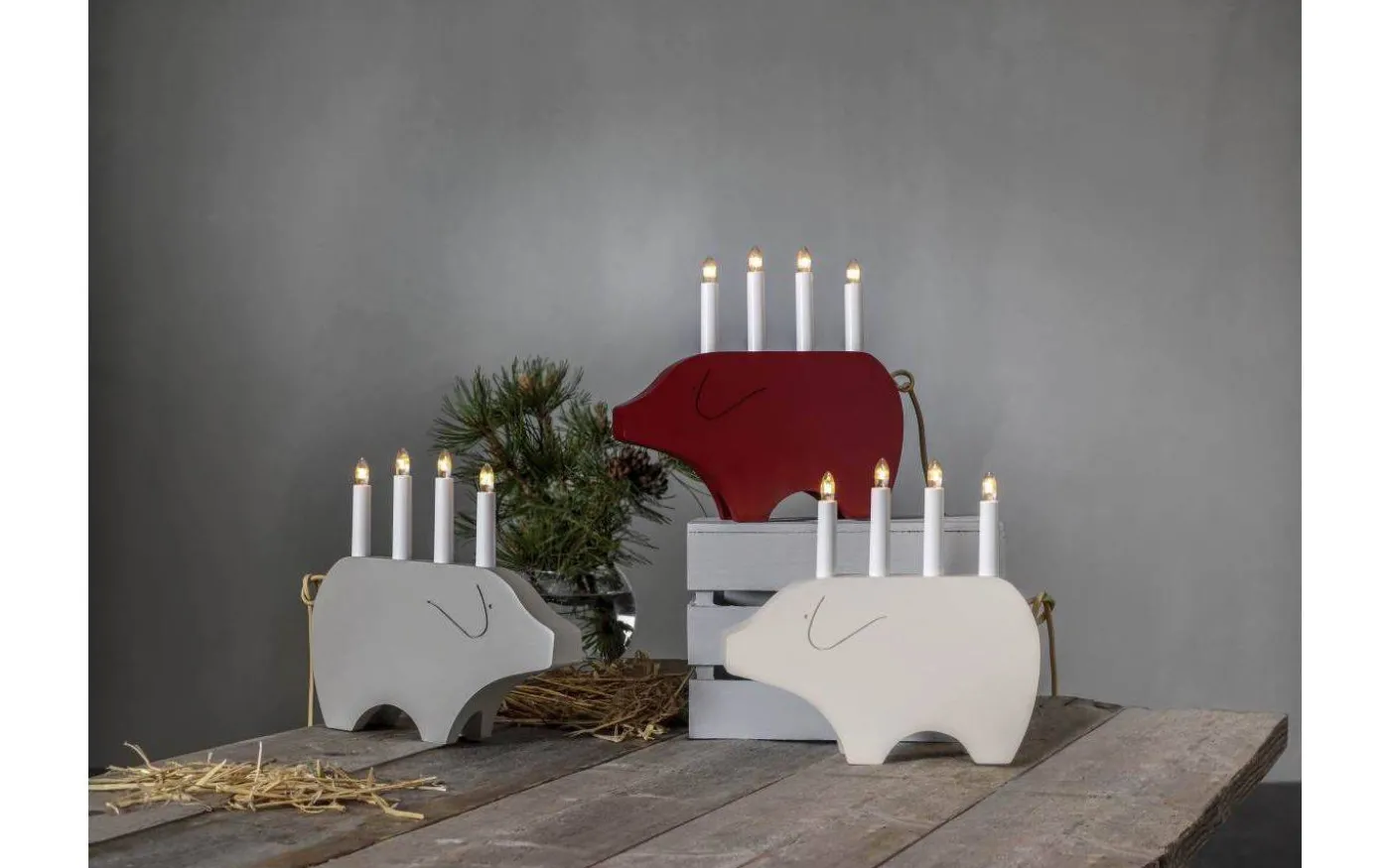 Gry Adventsljusstake 28cm Vit