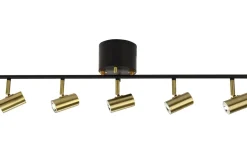 Avlånga Takspotlights|Takspot Med Minst 4 Lampor<Aneta Gusto Takspotlight 80cm LED 5x5W 3000K Svart/Mässing
