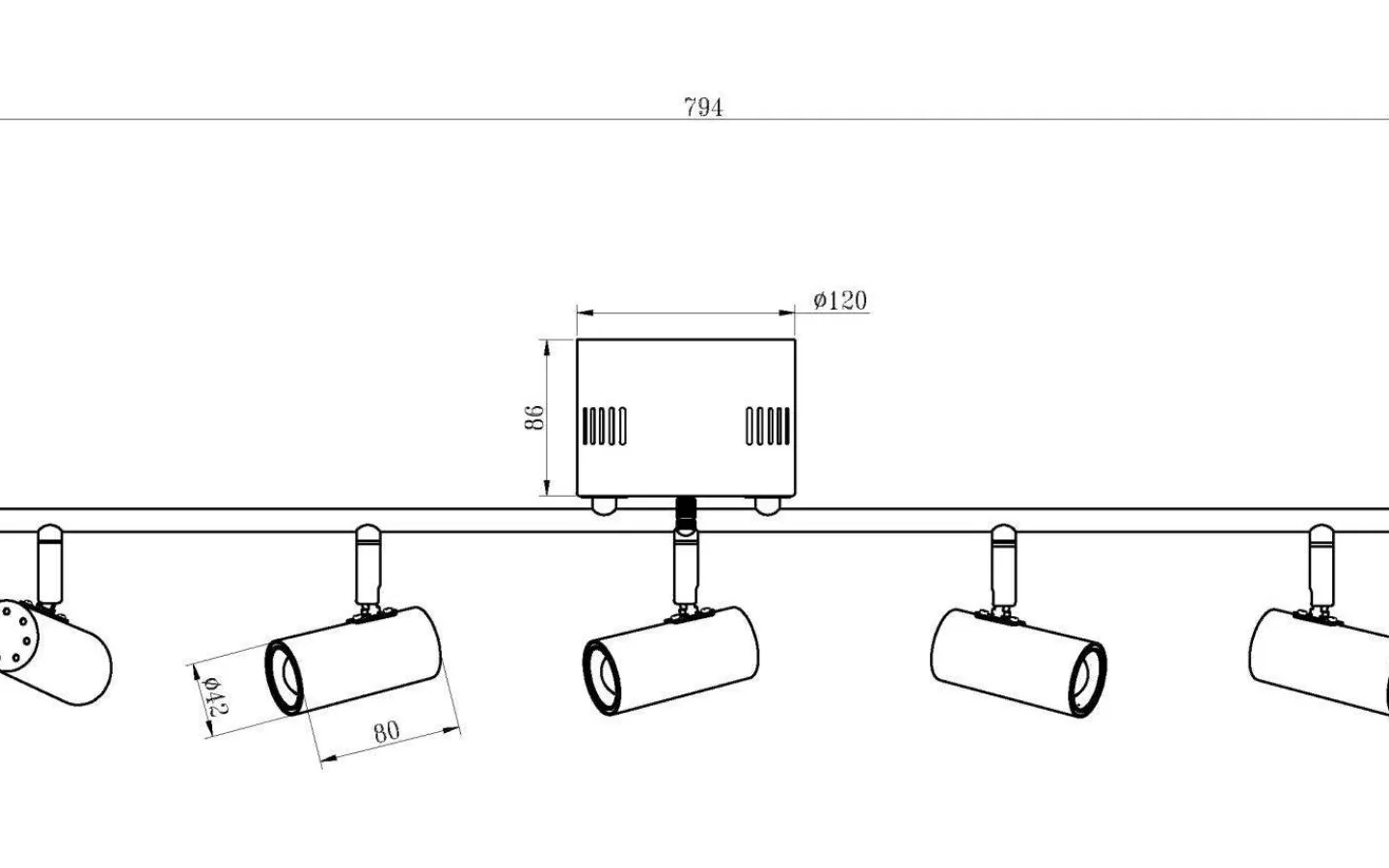 Avlånga Takspotlights|Takspot Med Minst 4 Lampor<Aneta Gusto Takspotlight 80cm LED 5x5W 3000K Svart/Mässing