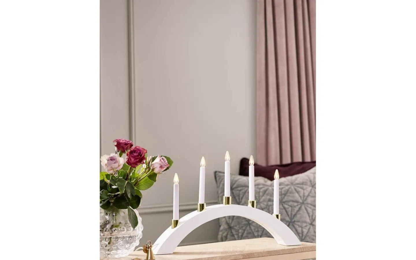 Visa Alla Adventsljusstakar|Adventsljusstakar 31-60 Cm<Star Trading Halla Adventsljusstake Båge LED Vit 33cm