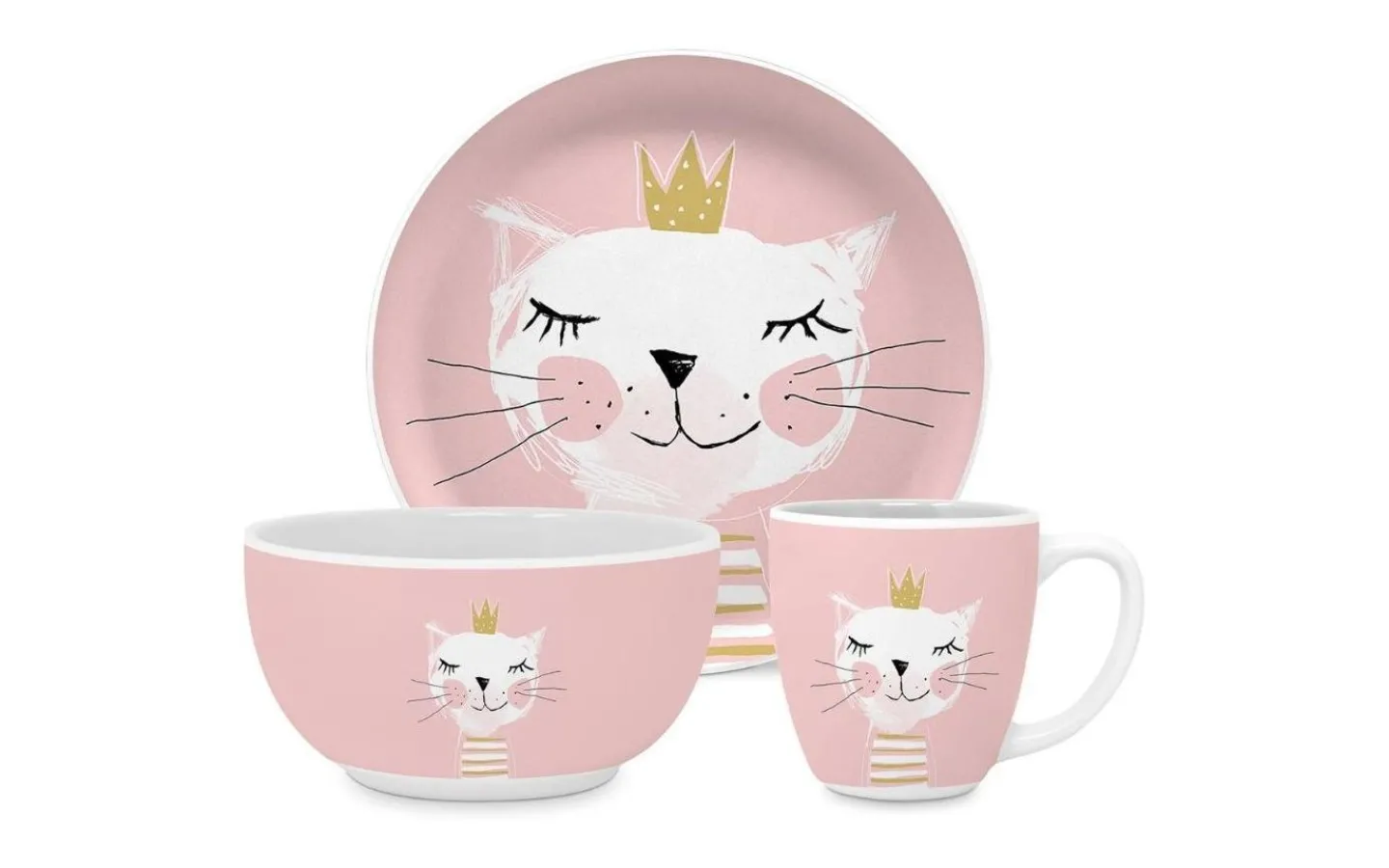 Barnserviser|Tallrikar & Skålar<PPD Happy Cat Barnservis 3 Delar