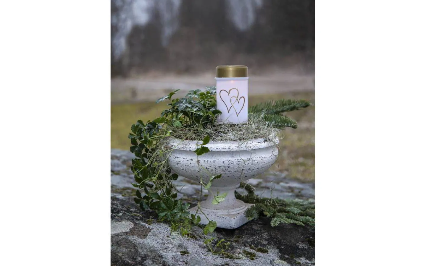 Star Trading Hearty Solcelldrivet Gravljus 12cm Vit* Gravljus|Gravljus