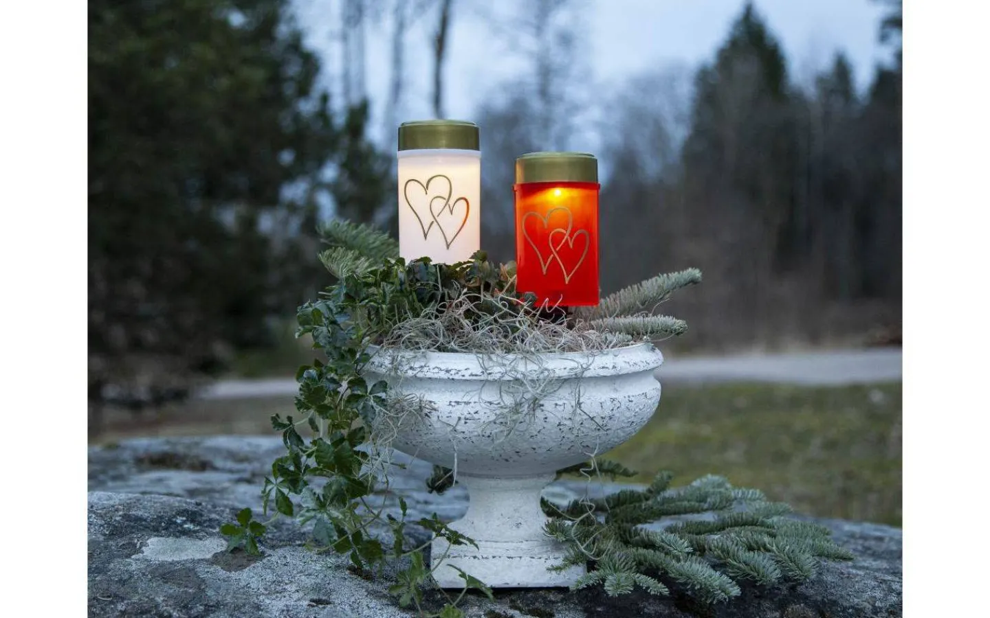 Star Trading Hearty Solcelldrivet Gravljus 12cm Vit* Gravljus|Gravljus