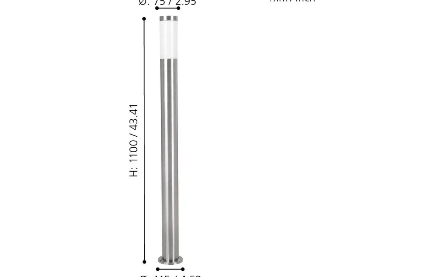 Pollare & Grindlyktor<Eglo Helsinki Pollare 110cm Rostfritt Stål IP44