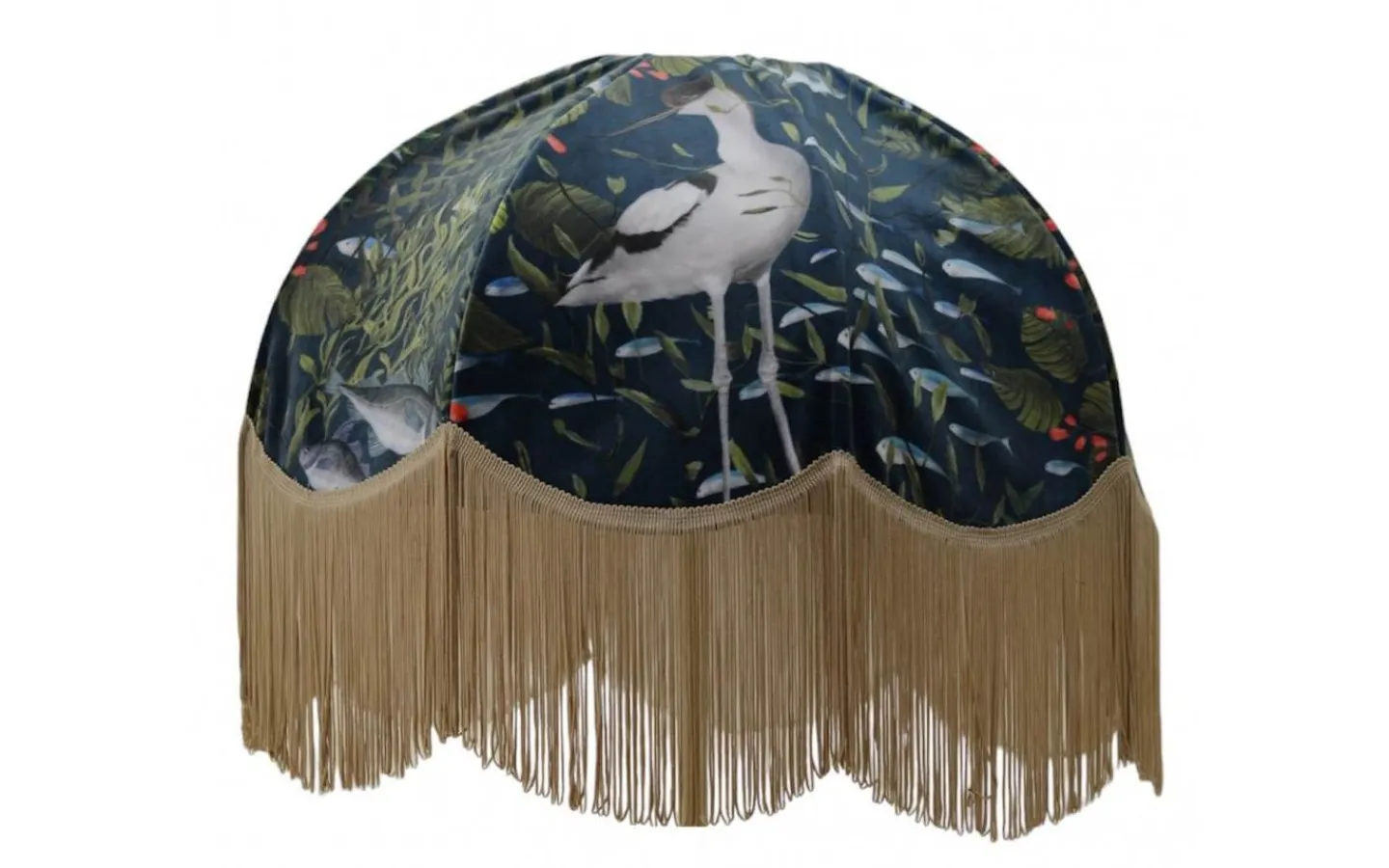 Hallbergs Heron Lampskärm Ø50cm Guldfrans* Mönstrade Lampskärmar